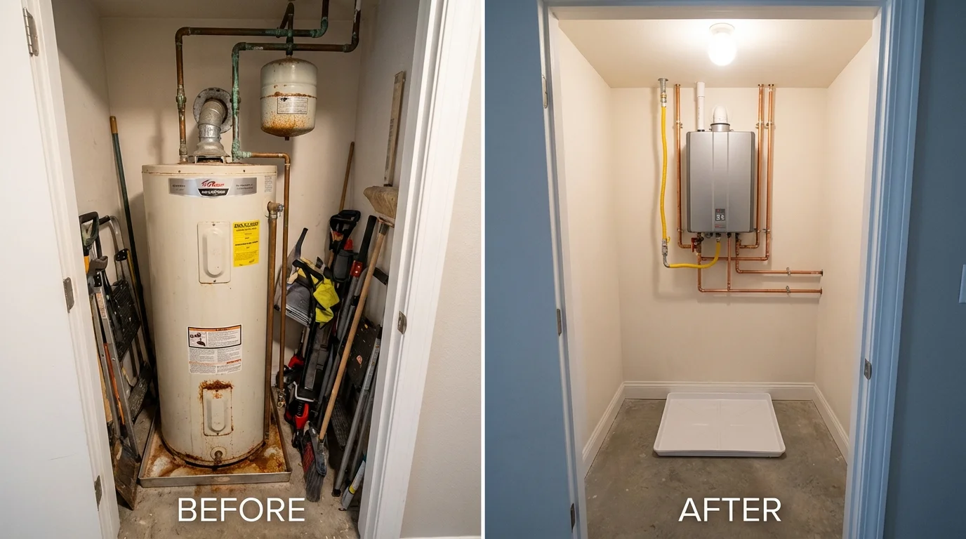 Tank water heater versus wall-mounted tankless unit comparison for Winfield, WV homeowners