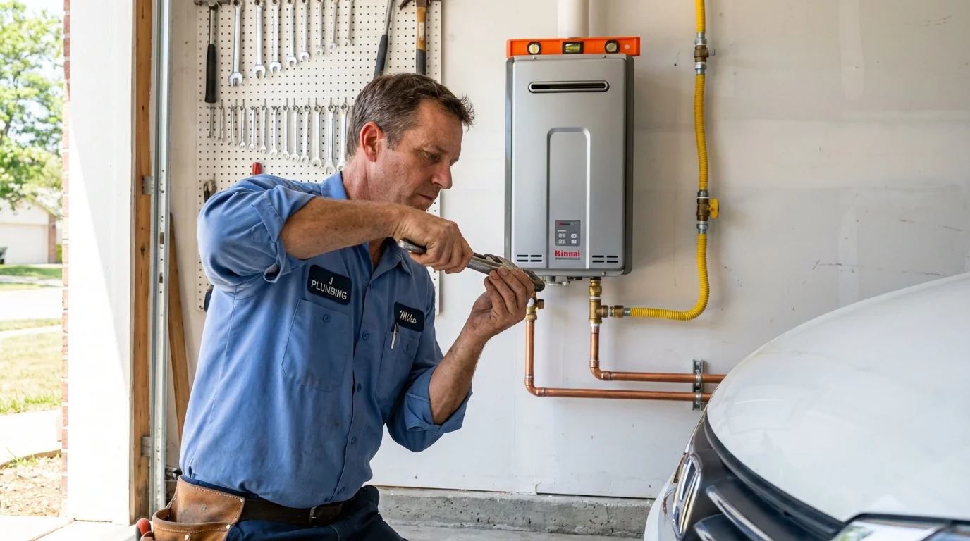 Tankless water heater installation by a Johns Plumbing LLC plumber in Winfield